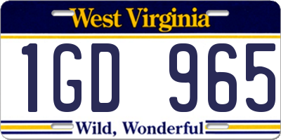 WV license plate 1GD965