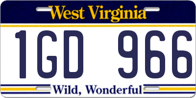 WV license plate 1GD966