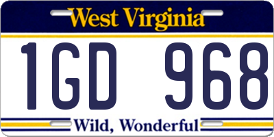 WV license plate 1GD968
