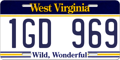 WV license plate 1GD969