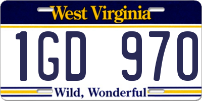 WV license plate 1GD970