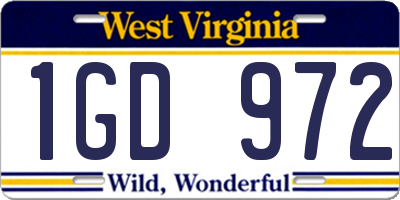 WV license plate 1GD972