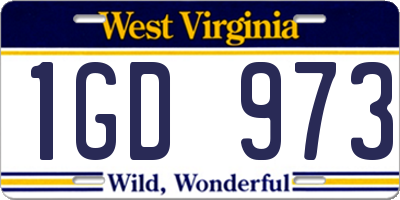 WV license plate 1GD973