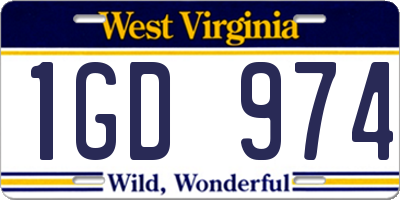 WV license plate 1GD974