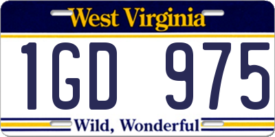 WV license plate 1GD975