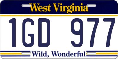 WV license plate 1GD977