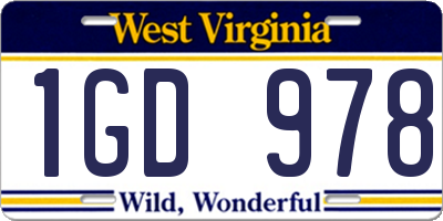 WV license plate 1GD978