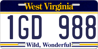 WV license plate 1GD988