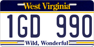 WV license plate 1GD990