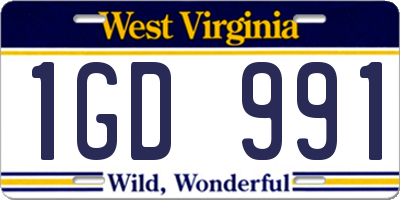 WV license plate 1GD991