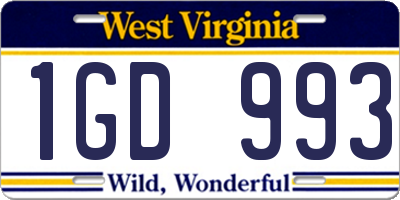 WV license plate 1GD993