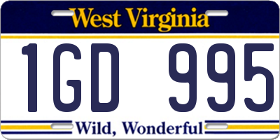 WV license plate 1GD995