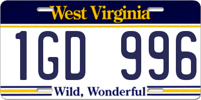 WV license plate 1GD996