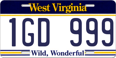 WV license plate 1GD999