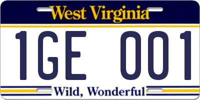 WV license plate 1GE001