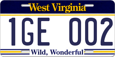 WV license plate 1GE002