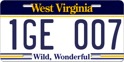 WV license plate 1GE007