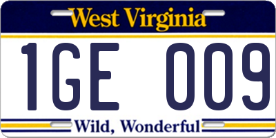 WV license plate 1GE009