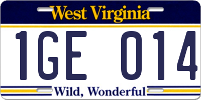 WV license plate 1GE014
