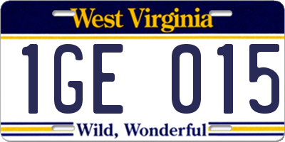 WV license plate 1GE015