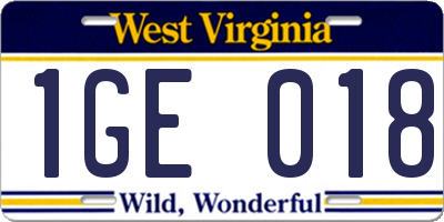 WV license plate 1GE018