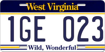 WV license plate 1GE023