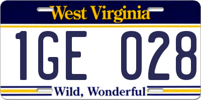 WV license plate 1GE028