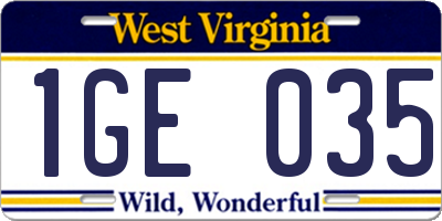 WV license plate 1GE035