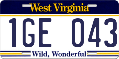 WV license plate 1GE043