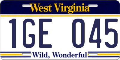 WV license plate 1GE045
