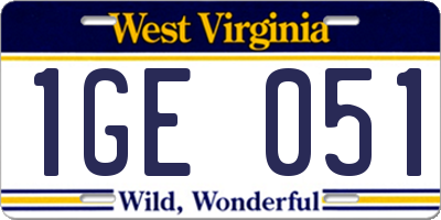 WV license plate 1GE051