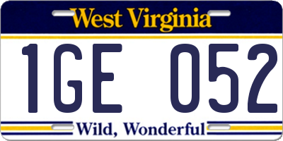 WV license plate 1GE052
