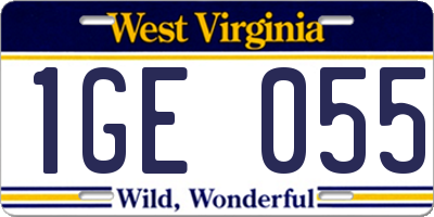 WV license plate 1GE055