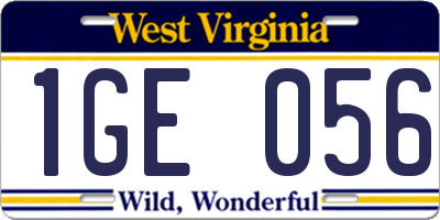 WV license plate 1GE056