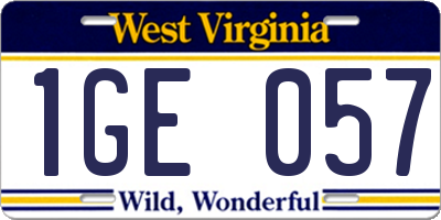 WV license plate 1GE057