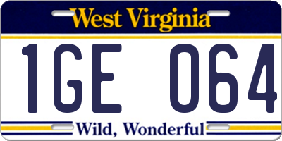 WV license plate 1GE064