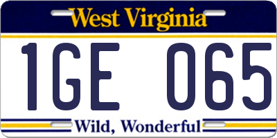 WV license plate 1GE065