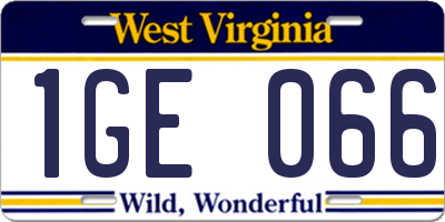 WV license plate 1GE066