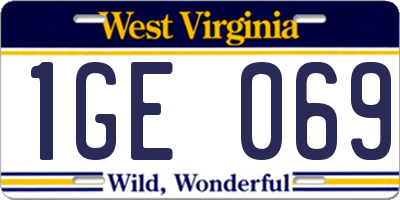 WV license plate 1GE069