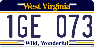WV license plate 1GE073