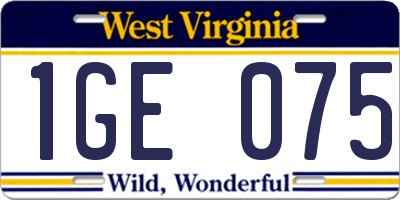 WV license plate 1GE075