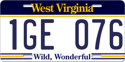 WV license plate 1GE076