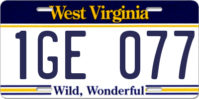 WV license plate 1GE077
