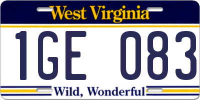 WV license plate 1GE083