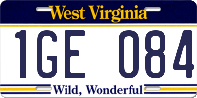 WV license plate 1GE084