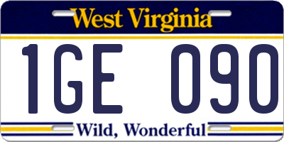 WV license plate 1GE090