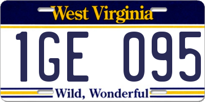 WV license plate 1GE095