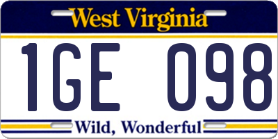 WV license plate 1GE098