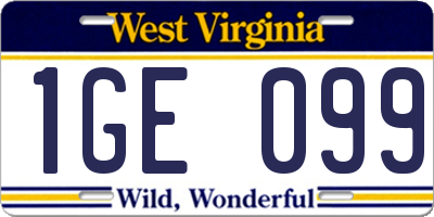WV license plate 1GE099