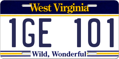 WV license plate 1GE101